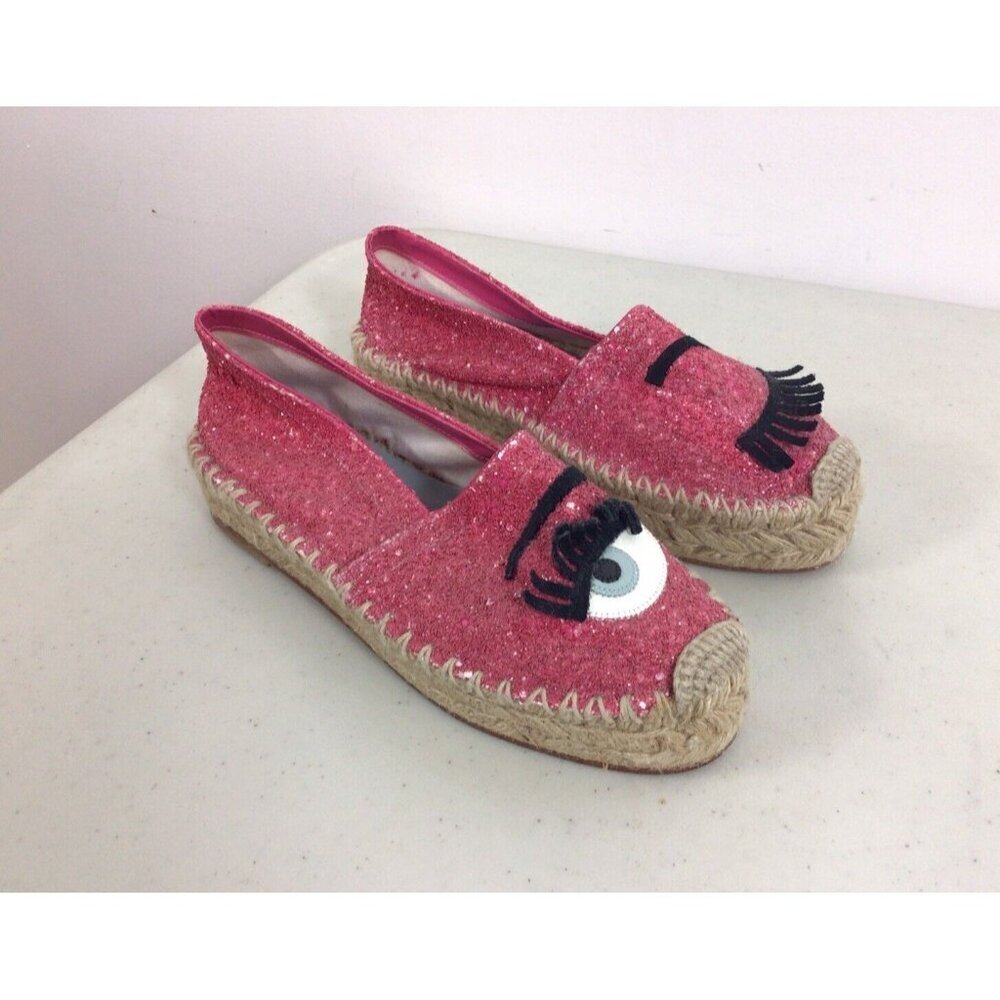 CHIARA FERRAGNI Pink Canvas Sneaker Shoes Womens 36